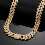 UltraLux™ Moissanite - 12mm 2-Row Cuban Necklace - 10K Yellow Gold