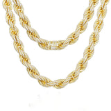 UltraLux™ Moissanite - 14mm Iced Rope Chain - Yellow Gold