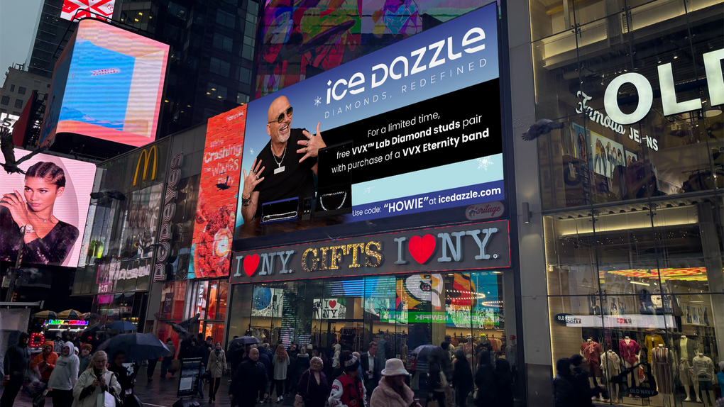 Ice Dazzle Billboard in New York City Time Square with Howie Mandel