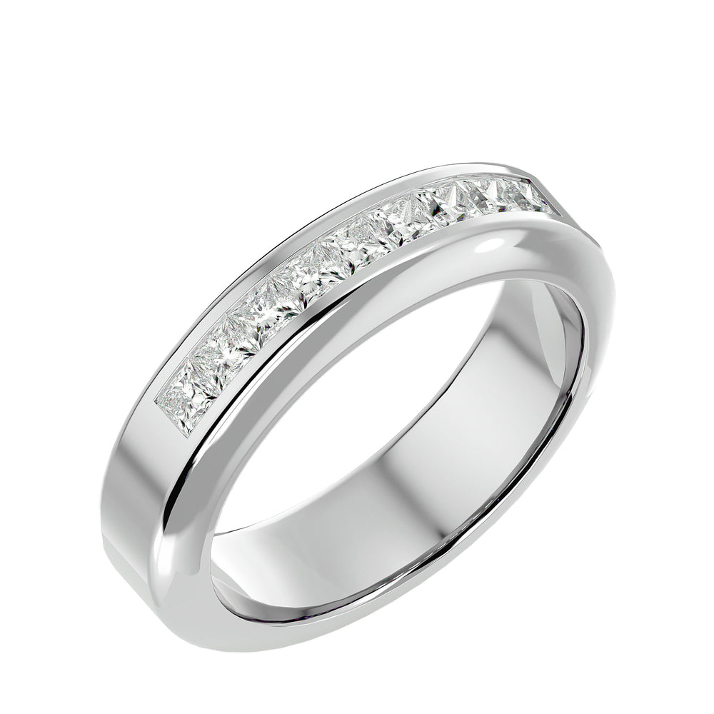 Close-up of classic elegance comfort-fit band with intricate engraving details