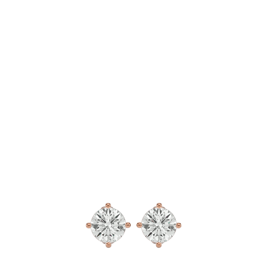 Altair Round Stud Earrings - Rose Gold - Ice Dazzle - VVX™ Diamond - Solitaire Earrings