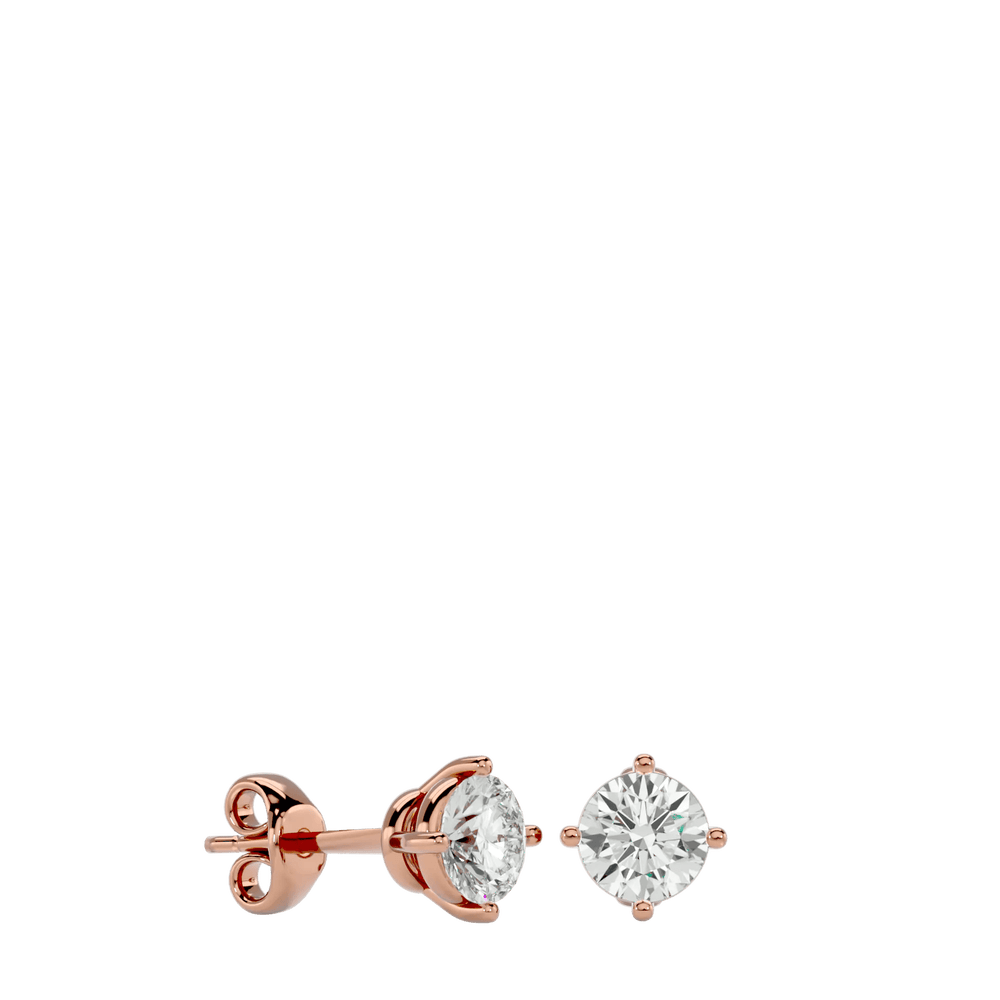 Altair Round Stud Earrings - Rose Gold - Ice Dazzle - VVX™ Diamond - Solitaire Earrings