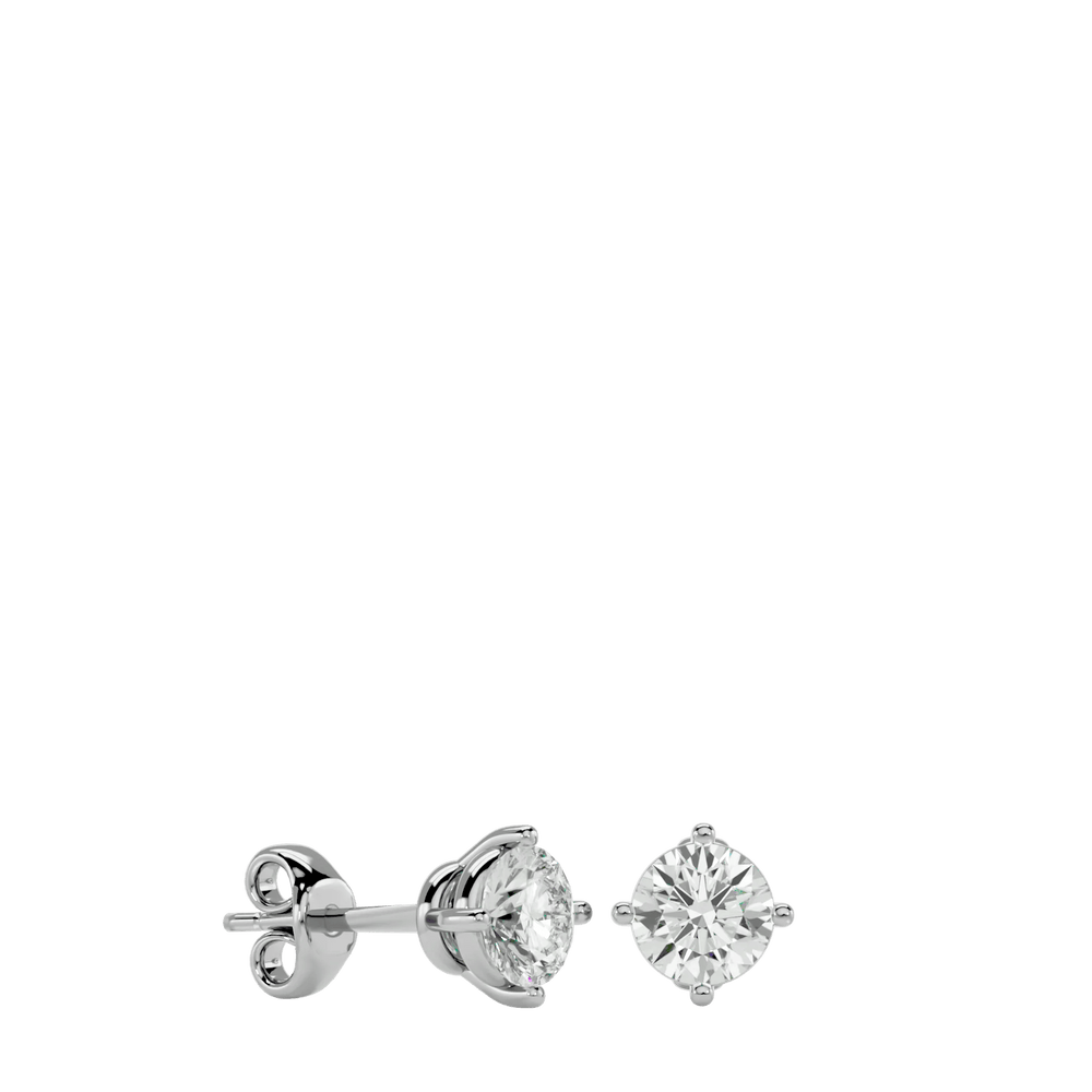 Altair Round Stud Earrings - White Gold - Ice Dazzle - VVX™ Diamond - Solitaire Earrings