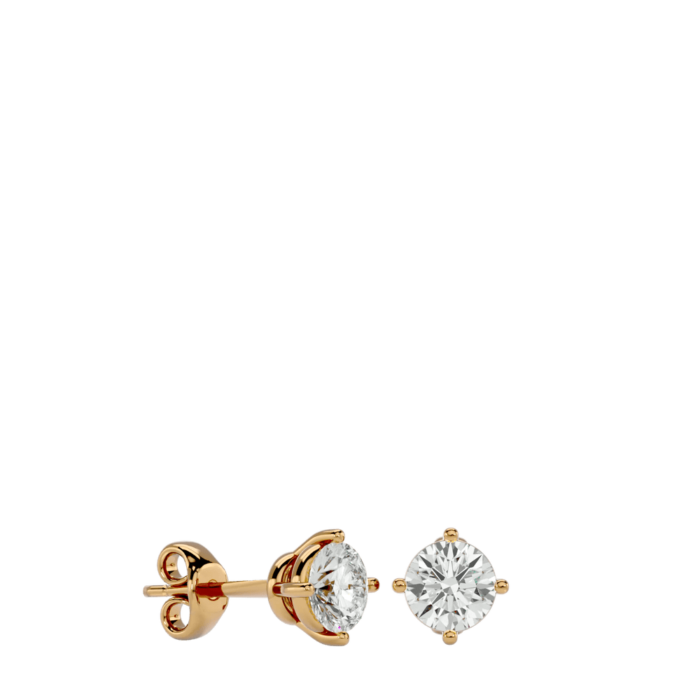 Altair Round Stud Earrings - Yellow Gold - Ice Dazzle - VVX™ Diamond - Solitaire Earrings