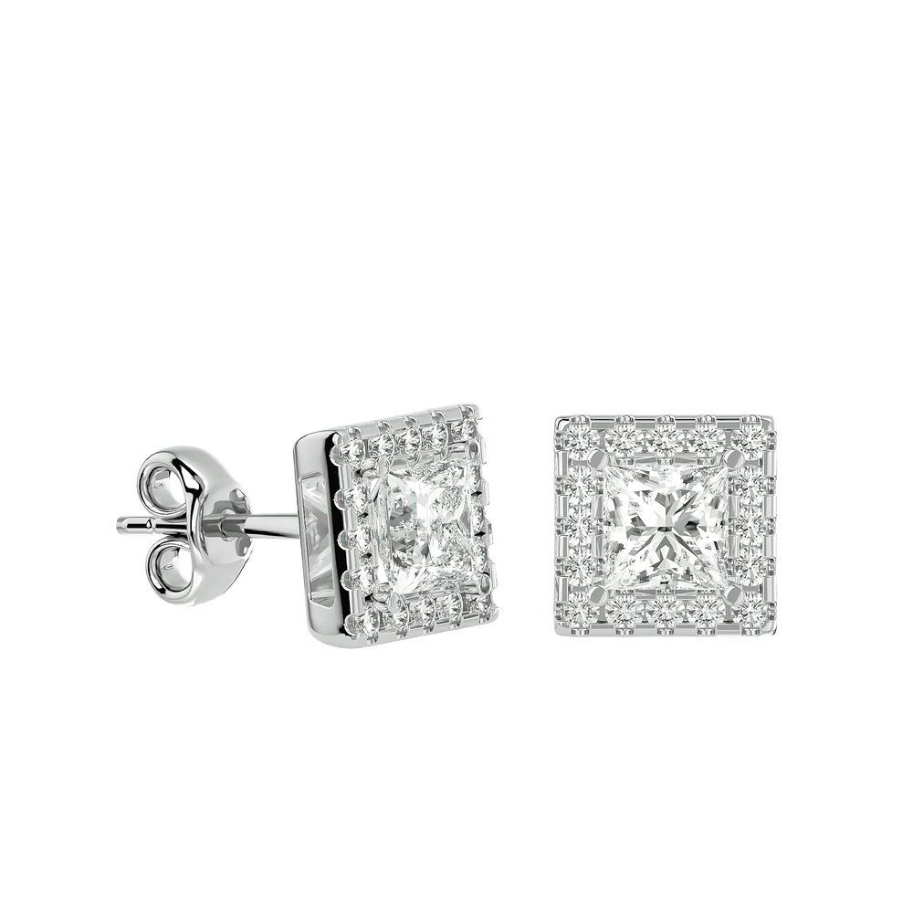 Capella Princess Stud Earrings - White Gold - Ice Dazzle - VVX™ Diamond - Solitaire Earrings