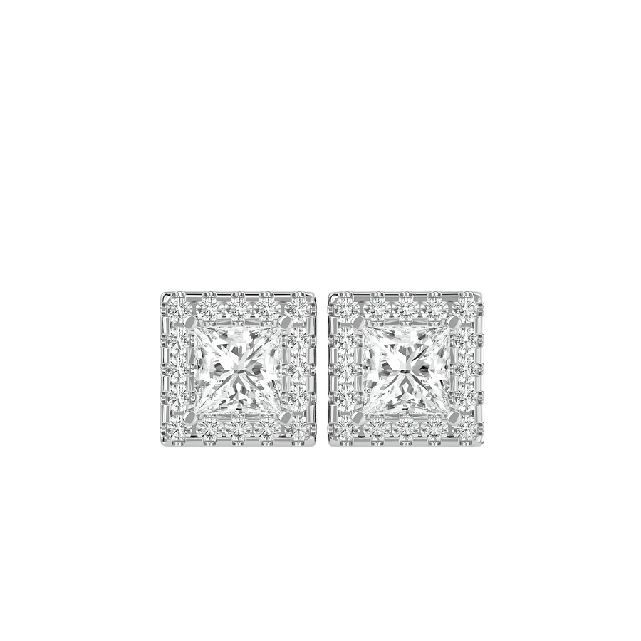 Capella Princess Stud Earrings - White Gold - Ice Dazzle - VVX™ Diamond - Solitaire Earrings