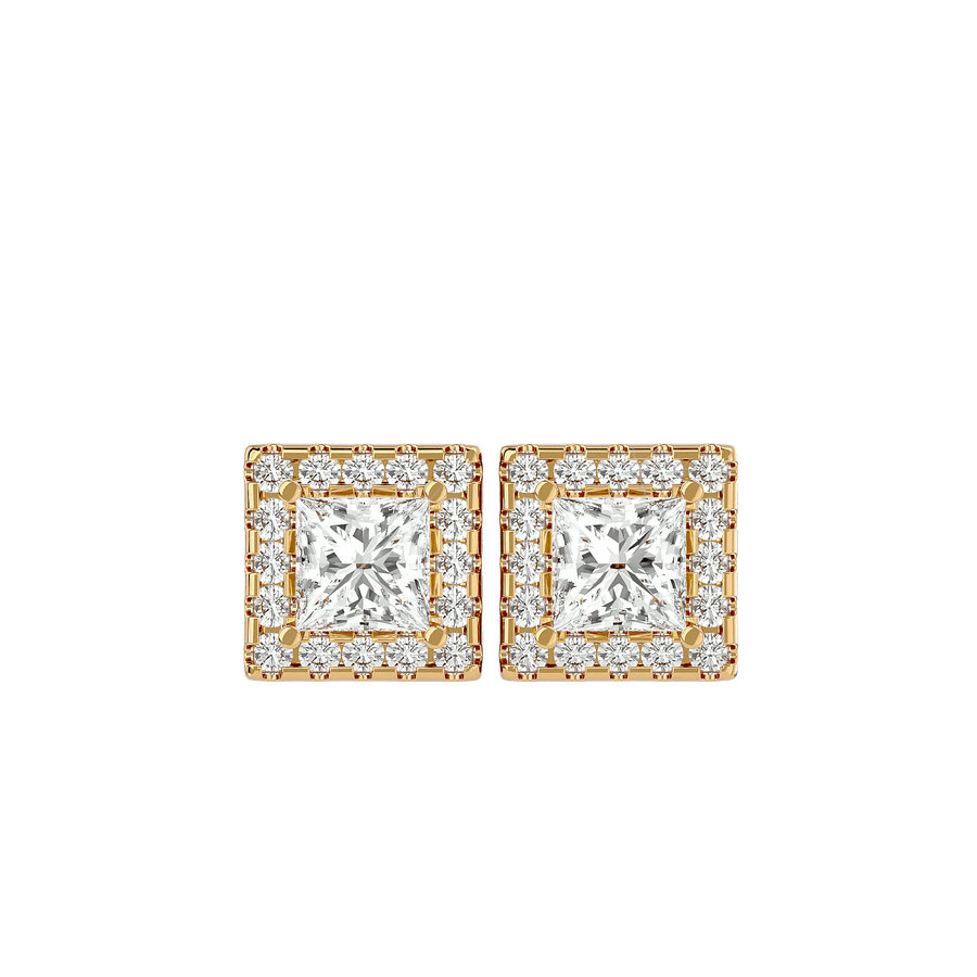 Capella Princess Stud Earrings - Yellow Gold - Ice Dazzle - VVX™ Diamond - Solitaire Earrings