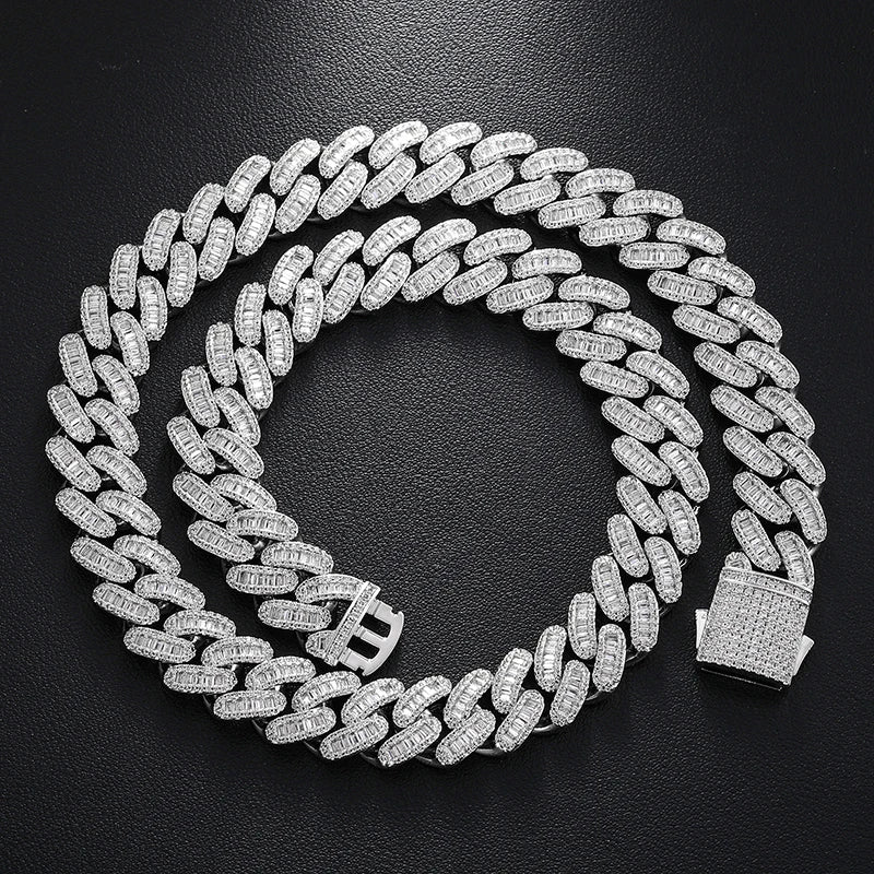 Cuban Baguette Necklace - 16mm - Ice Dazzle - UltraLux™ Moissanite - Cuban Necklace