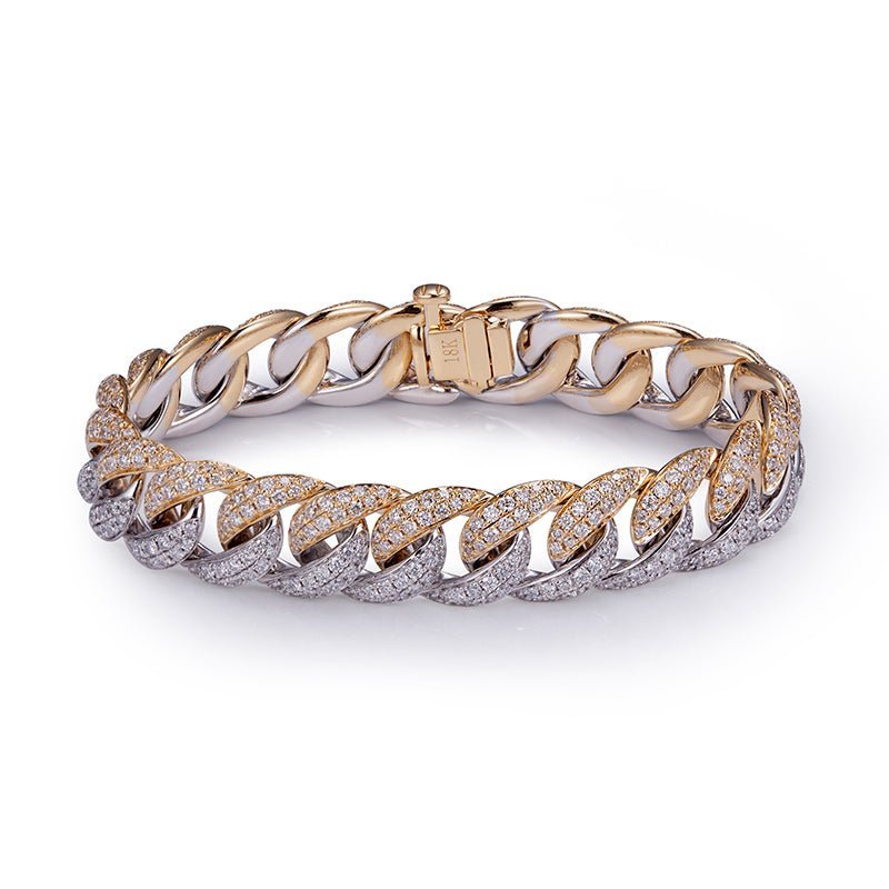 Cuban Duo - Tone Bracelet - Ice Dazzle - VVX™ Lab Diamond - Cuban Bracelet