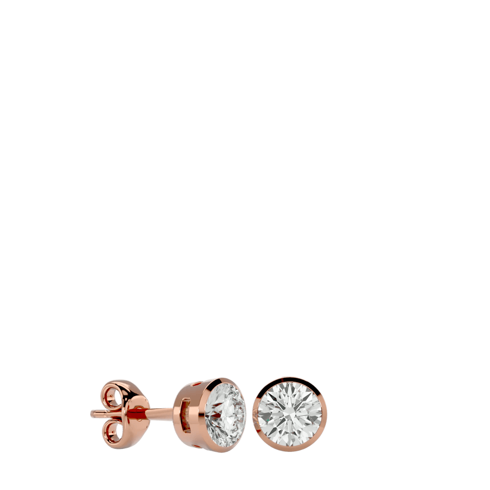Deneb Round Stud Earrings - Rose Gold - Ice Dazzle - VVX™ Diamond - Solitaire Earrings