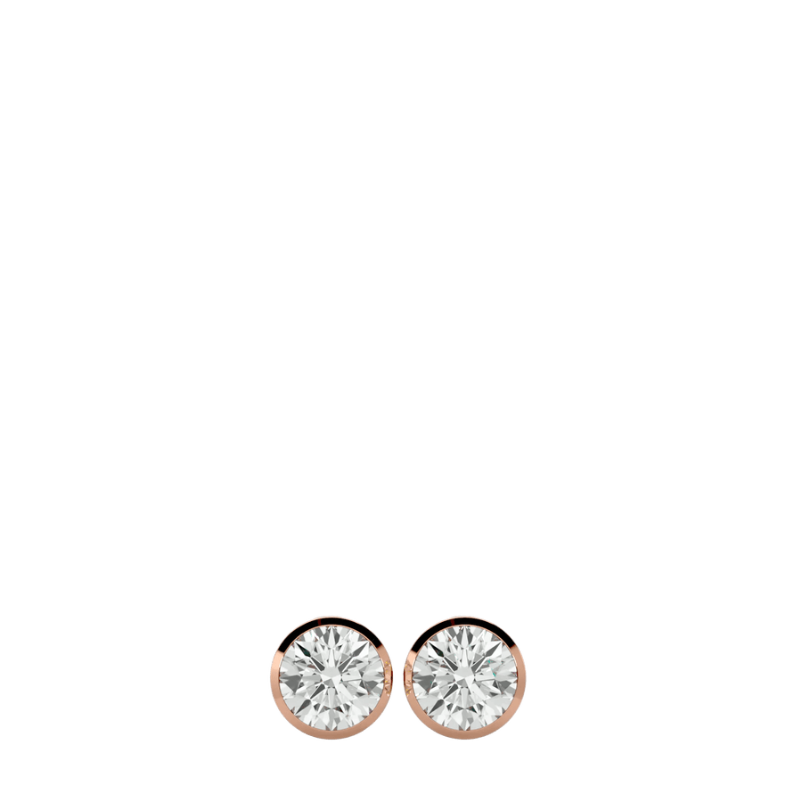 Deneb Round Stud Earrings - Rose Gold - Ice Dazzle - VVX™ Diamond - Solitaire Earrings