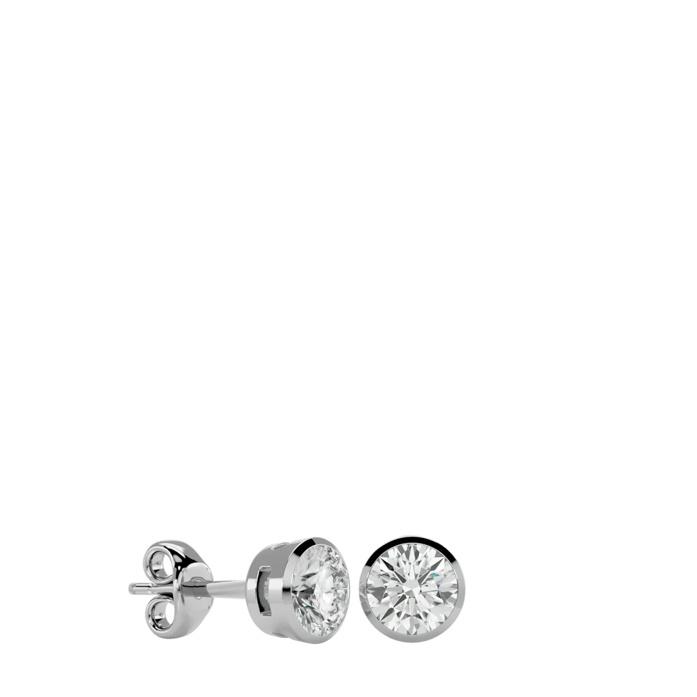 Deneb Round Stud Earrings - White Gold - Ice Dazzle - VVX™ Diamond - Solitaire Earrings
