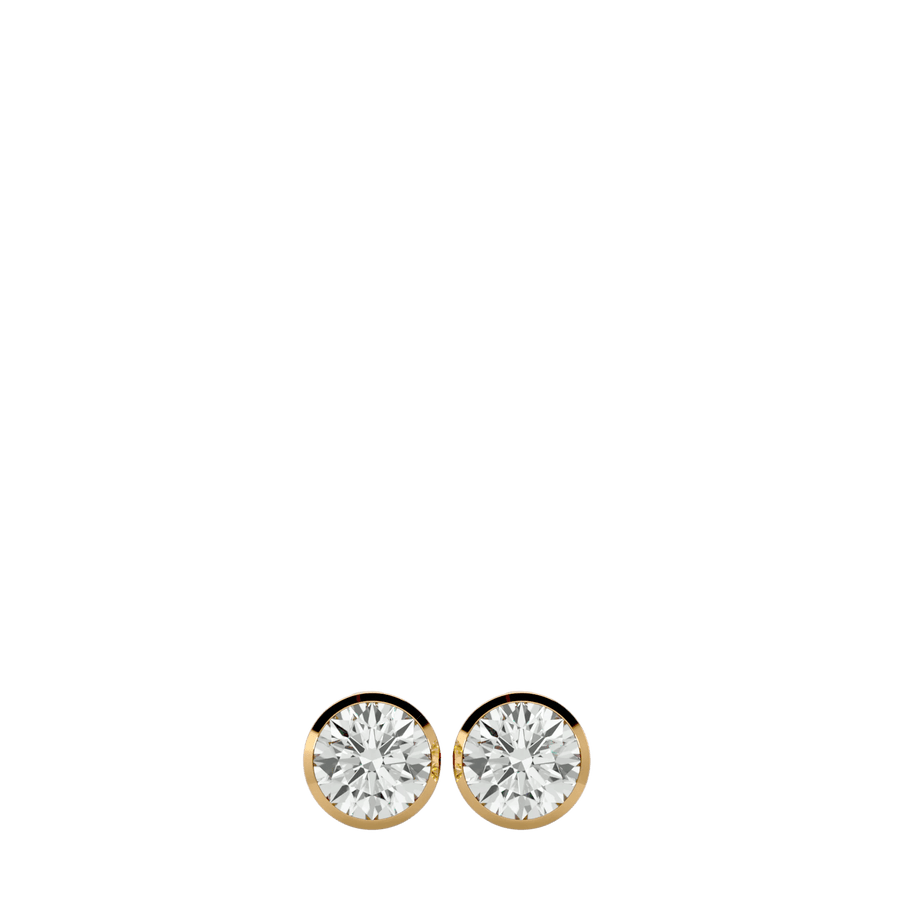 Deneb Round Stud Earrings - Yellow Gold - Ice Dazzle - VVX™ Diamond - Solitaire Earrings
