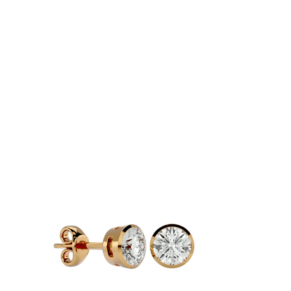 Deneb Round Stud Earrings - Yellow Gold - Ice Dazzle - VVX™ Diamond - Solitaire Earrings