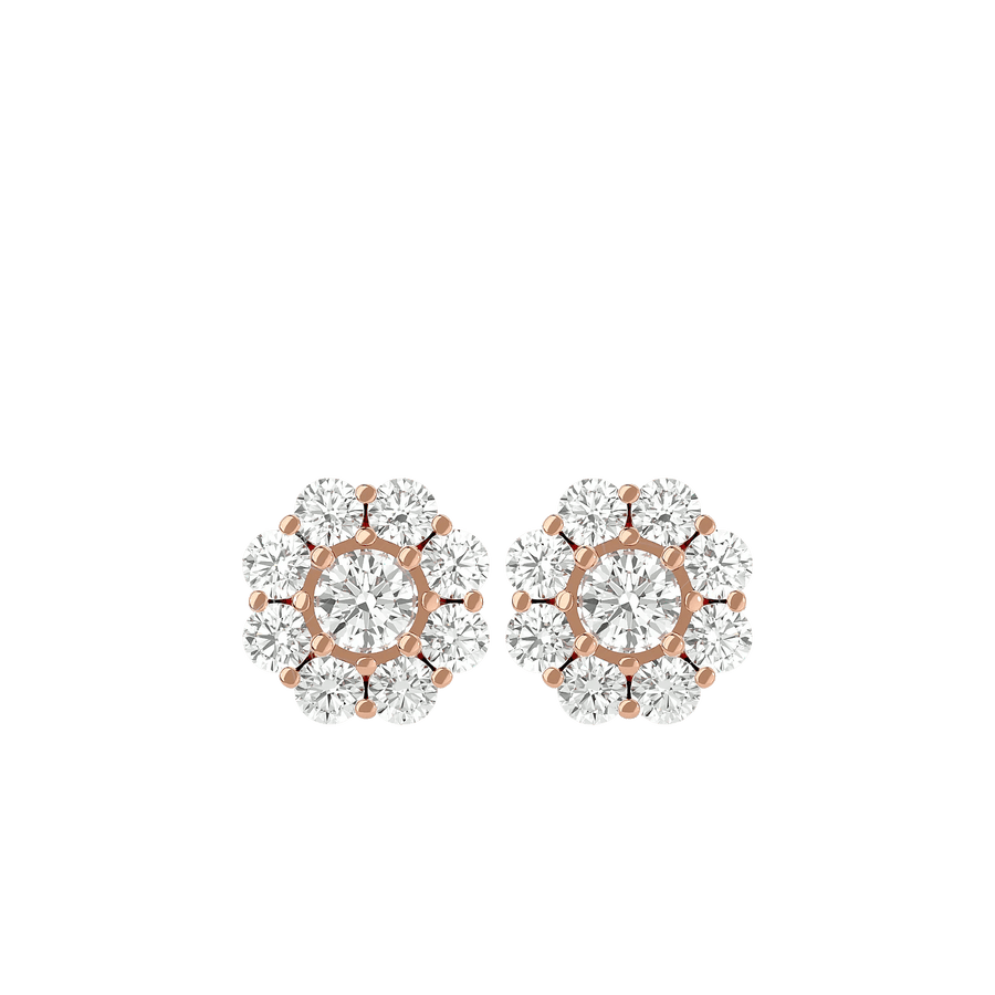 Flora Round Stud Earrings ( 1.87 ct. tw.) - 14K Rose Gold - Ice Dazzle - VVX™ - Solitaire Earrings