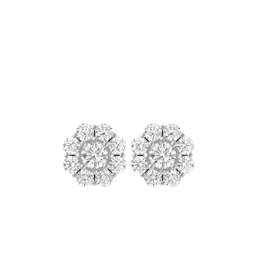 Flora Round Stud Earrings ( 1.87 ct. tw.) - 14K White Gold - Ice Dazzle - VVX™ - Solitaire Earrings