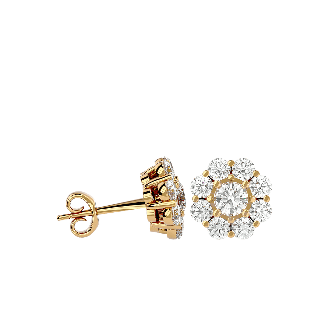 Flora Round Stud Earrings ( 1.87 ct. tw.) - 14K Yellow Gold - Ice Dazzle - VVX™ - Solitaire Earrings
