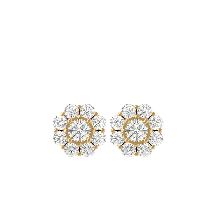 Flora Round Stud Earrings ( 1.87 ct. tw.) - 14K Yellow Gold - Ice Dazzle - VVX™ - Solitaire Earrings