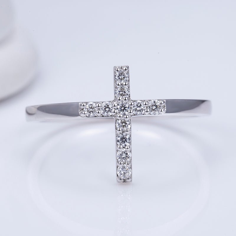 Lab Diamond Cross Fashion Ring - Ice Dazzle - VVX™ Lab Diamond - Fashion Rings