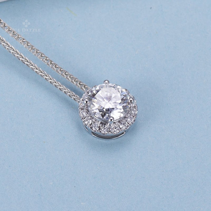 Lab Diamond Halo Solitaire Pendant - Ice Dazzle - VVX™ Lab Diamond - Solitaire Pendant