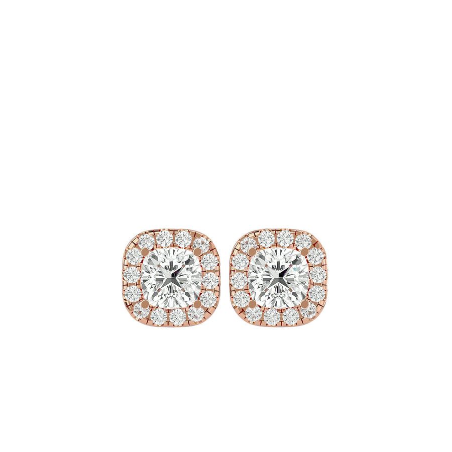 Lyra Cushion Stud Earrings - Rose Gold - Ice Dazzle - VVX™ Diamond - Solitaire Earrings