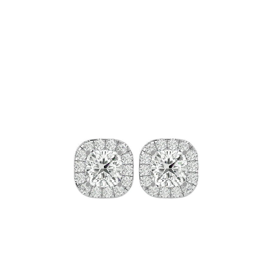 Lyra Cushion Stud Earrings - White Gold - Ice Dazzle - VVX™ Diamond - Solitaire Earrings