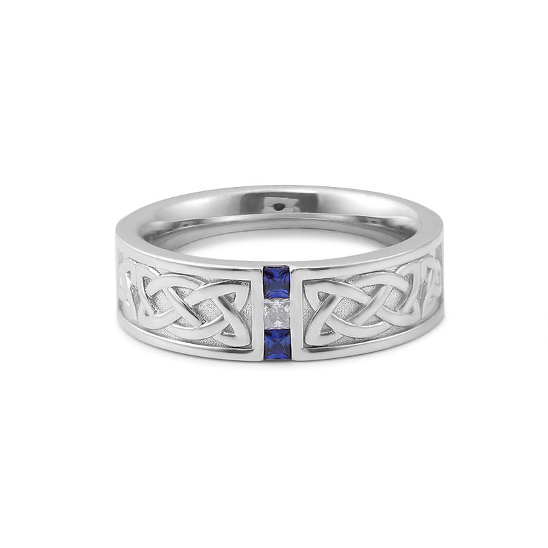 Men's 10K White Gold Sapphire Wedding Band - Ice Dazzle - VVX™ Lab Diamond - Wedding Ring