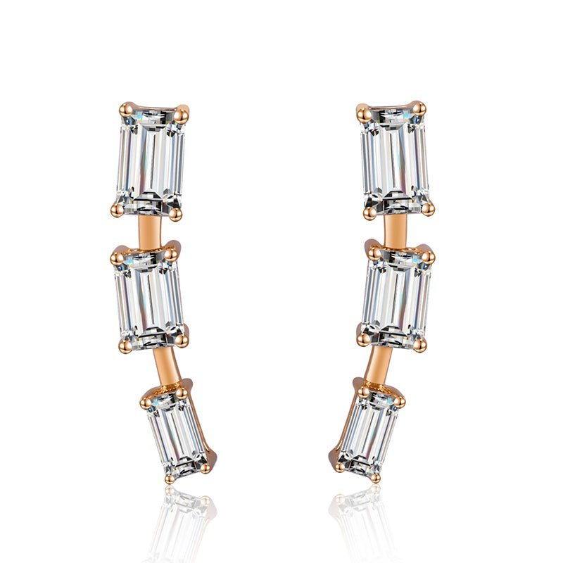Moissanite Emerald Drop Earrings - Ice Dazzle - UltraLux™ Moissanite - Fashion Earrings
