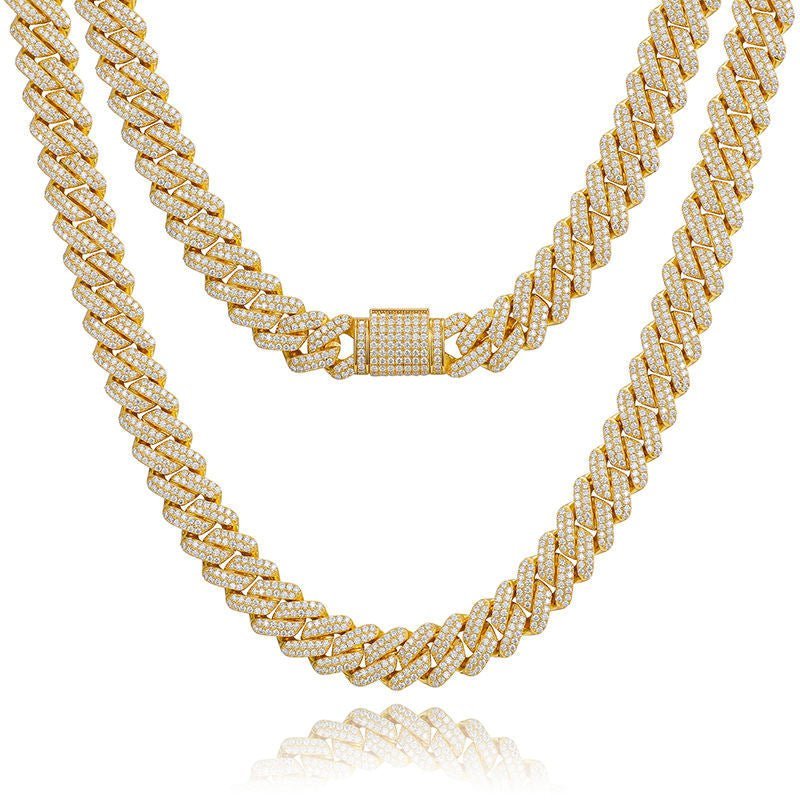 Moissanite Miami Cuban Chain Necklace - 15mm - Ice Dazzle - UltraLux™ Moissanite - Cuban Necklace