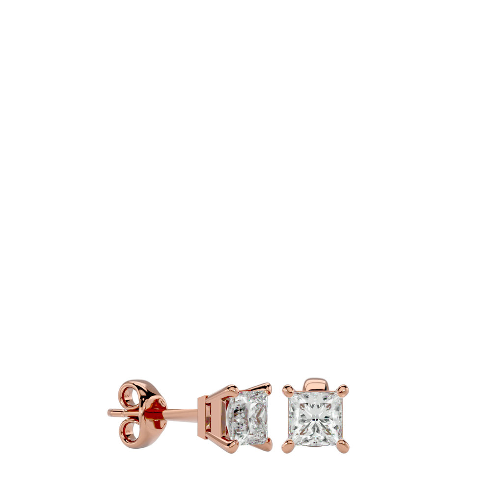 Nova Princess Stud Earrings - Rose Gold - Ice Dazzle - VVX™ Diamond - Solitaire Earrings