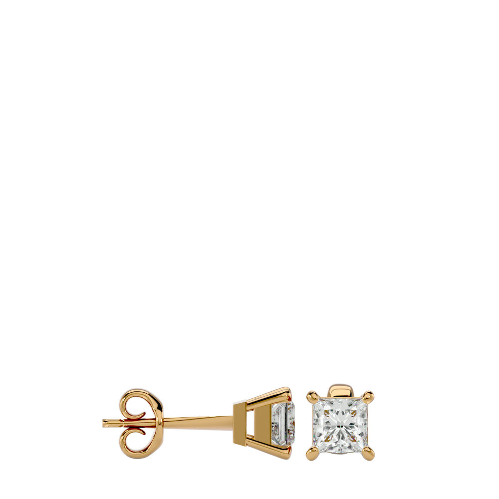 Nova Princess Stud Earrings - Yellow Gold - Ice Dazzle - VVX™ Diamond - Solitaire Earrings