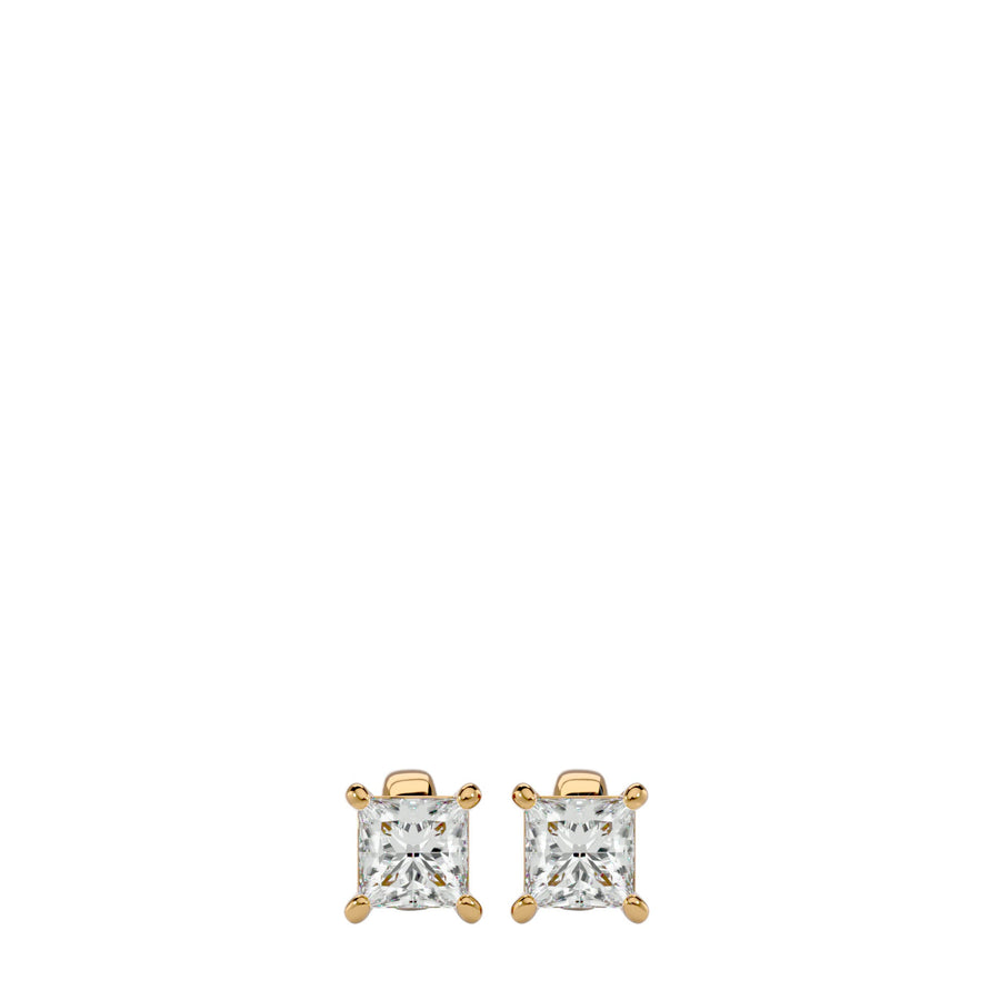 Nova Princess Stud Earrings - Yellow Gold - Ice Dazzle - VVX™ Diamond - Solitaire Earrings