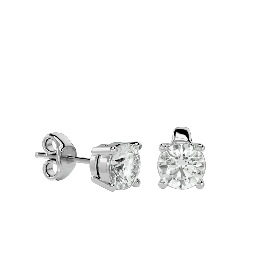 Polaris Round Stud Earrings - White Gold - Ice Dazzle - VVX™ Diamond - Solitaire Earrings