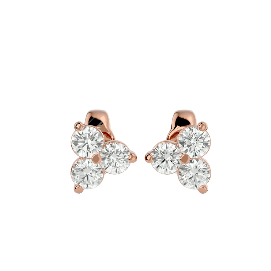Polestar Round Earrings - Rose Gold - Ice Dazzle - VVX™ Diamond - Solitaire Earrings