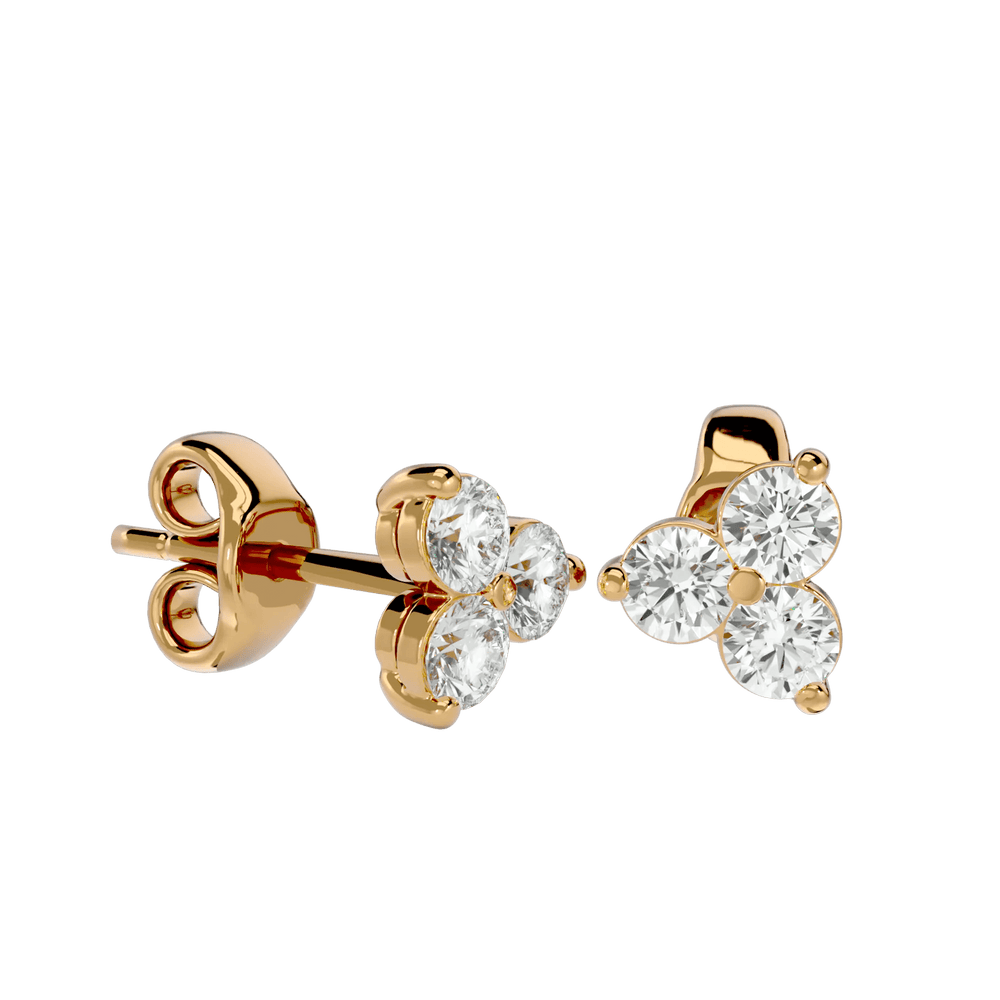Polestar Round Stud Earrings - Yellow Gold - Ice Dazzle - VVX™ Diamond - Solitaire Earrings