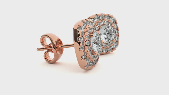 Ursa Round Stud Earrings ( 2.06 ct. tw.) - 14K Rose Gold