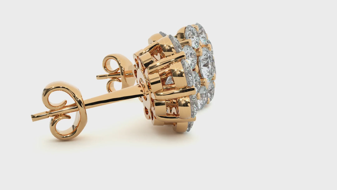 Flora Round Stud Earrings ( 1.87 ct. tw.) - 14K Yellow Gold