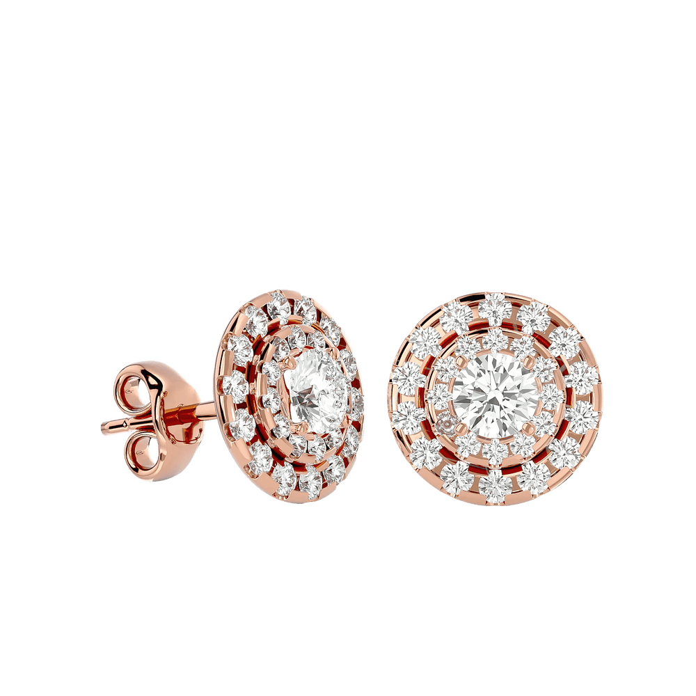 Rigel Round Stud Earrings - Rose Gold - Ice Dazzle - VVX™ Diamond - Solitaire Earrings
