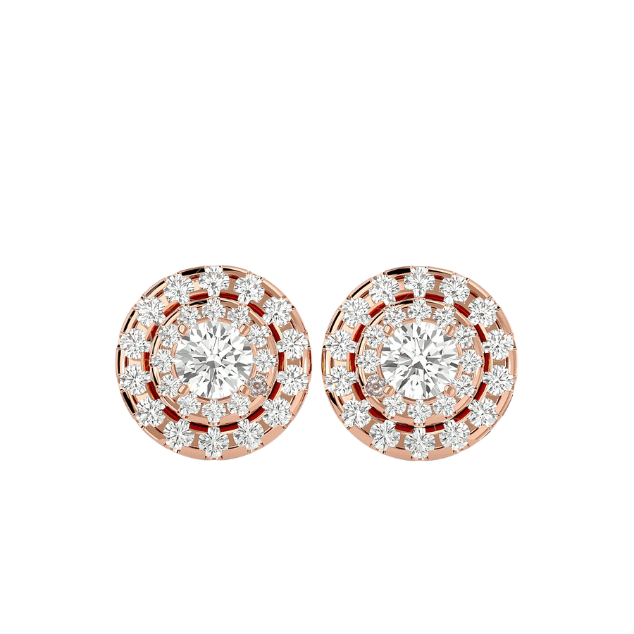 Rigel Round Stud Earrings - Rose Gold - Ice Dazzle - VVX™ Diamond - Solitaire Earrings