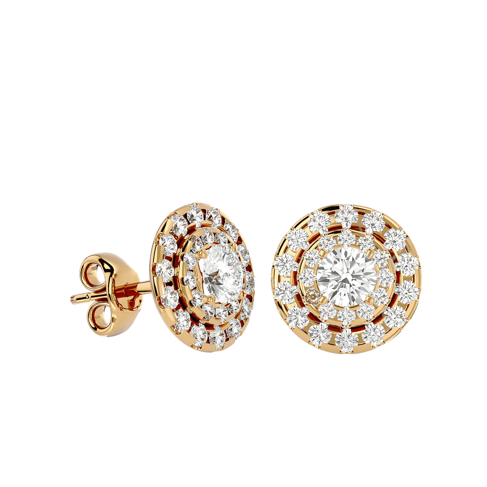 Rigel Round Stud Earrings - Yellow Gold - Ice Dazzle - VVX™ Diamond - Solitaire Earrings