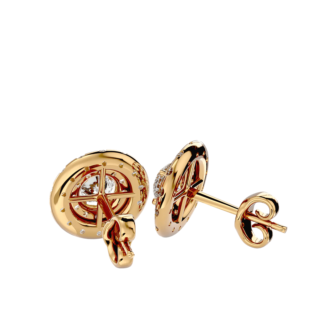 Rigel Round Stud Earrings - Yellow Gold - Ice Dazzle - VVX™ Diamond - Solitaire Earrings