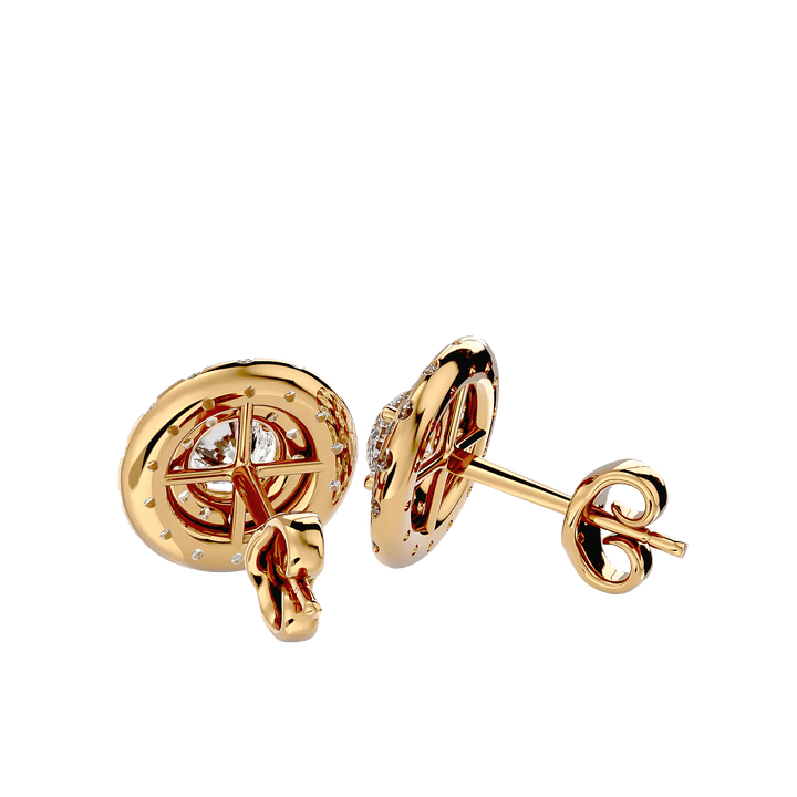 Rigel Round Stud Earrings - Yellow Gold - Ice Dazzle - VVX™ Diamond - Solitaire Earrings