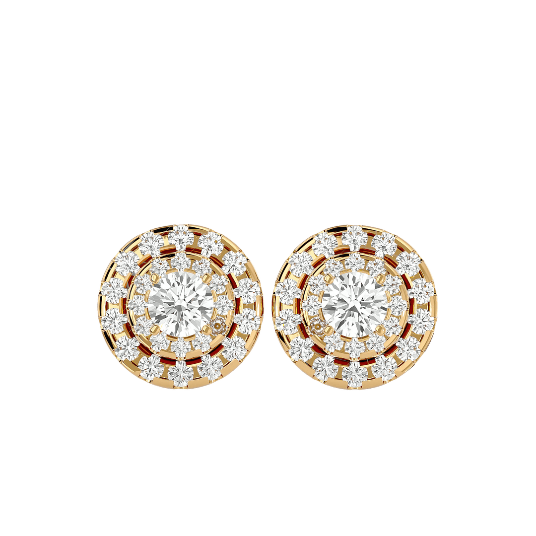 Rigel Round Stud Earrings - Yellow Gold - Ice Dazzle - VVX™ Diamond - Solitaire Earrings
