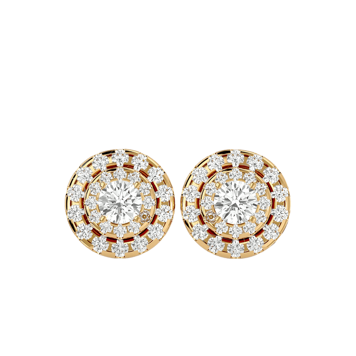 Rigel Round Stud Earrings - Yellow Gold - Ice Dazzle - VVX™ Diamond - Solitaire Earrings