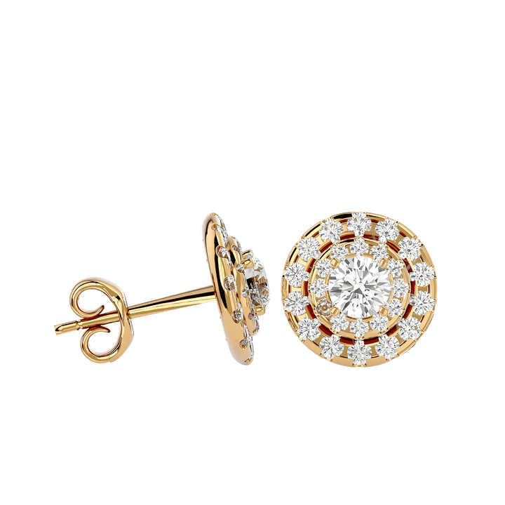 Rigel Round Stud Earrings - Yellow Gold - Ice Dazzle - VVX™ Diamond - Solitaire Earrings
