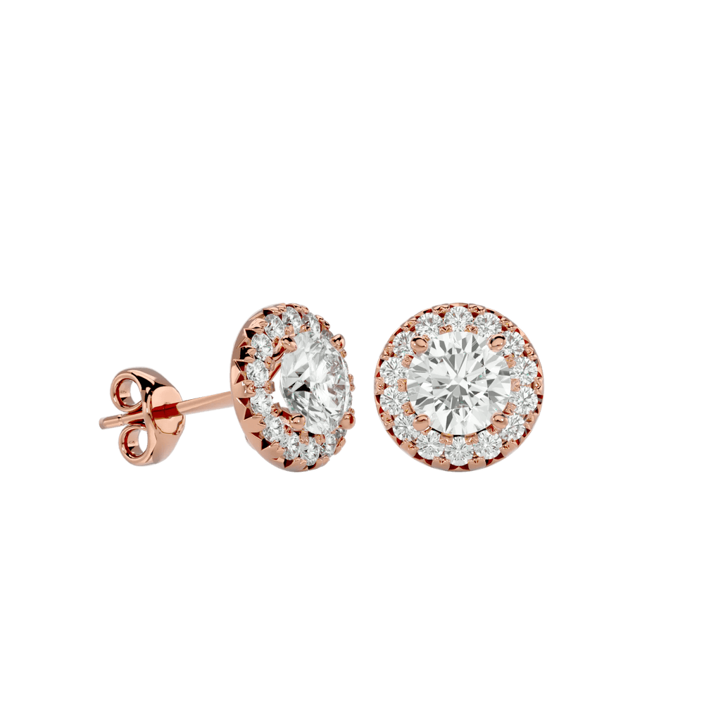 Sirius Round Stud Earrings - Rose Gold - Ice Dazzle - VVX™ Diamond - Solitaire Earrings