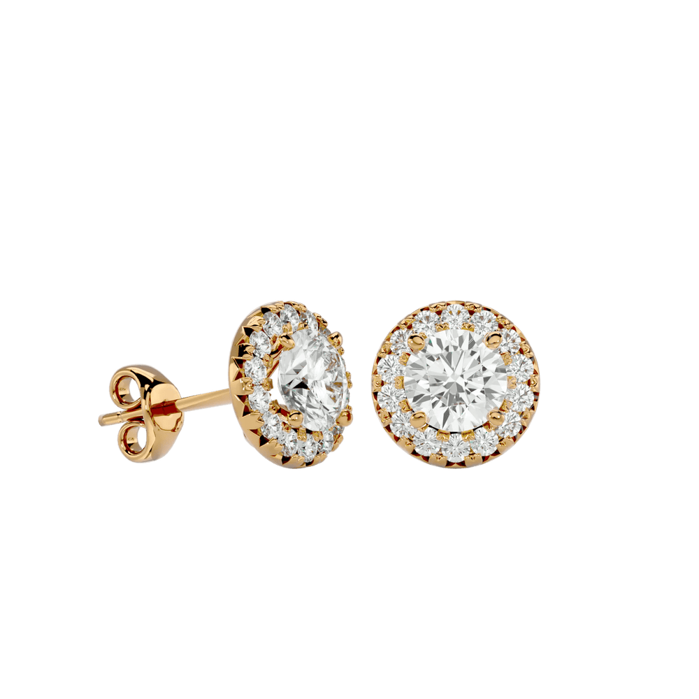 Sirius Round Stud Earrings - Yellow Gold - Ice Dazzle - VVX™ Diamond - Solitaire Earrings