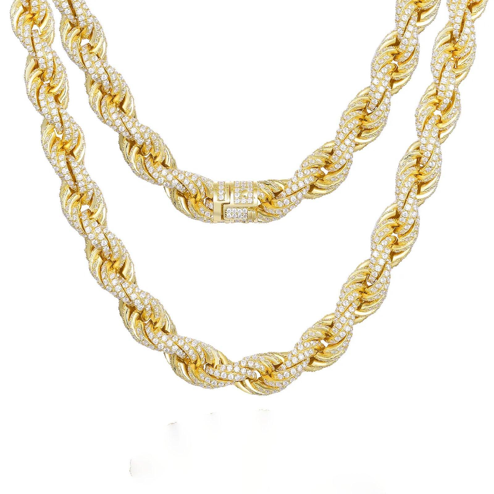 14mm Iced Rope Chain | UltraLux™ Moissanite – Ice Dazzle