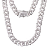 UltraLux™ Moissanite - 16mm Curb Link Cuban Necklace - Sterling Silver