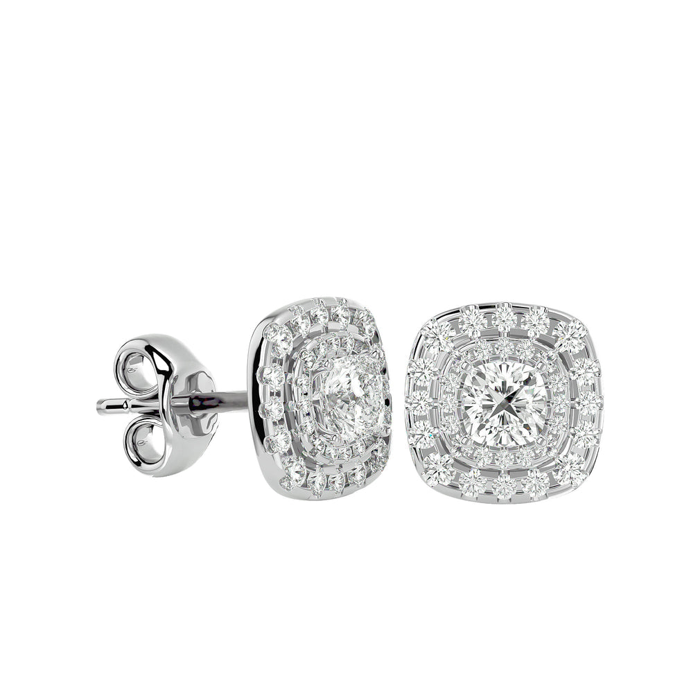 Ursa Cushion Stud Earrings - White Gold - Ice Dazzle - VVX™ Diamond - Solitaire Earrings